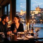 Romantická večeře v Praze při svíčkách s výhledem na hrad