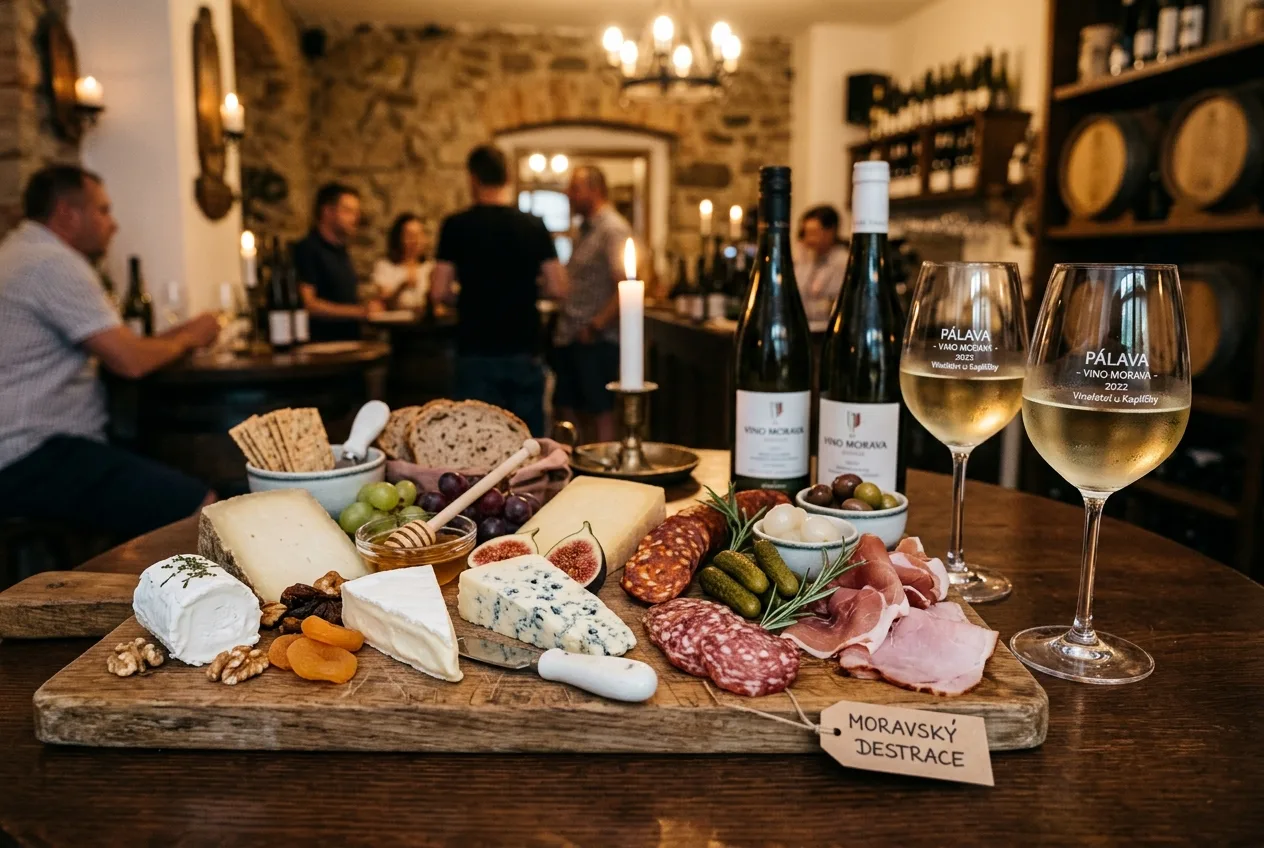 Nejlepší vinný bar Praha: 7 skrytých míst, která vás ohromí atmosférou 3 Degustace naturálního vína s talířkem sýrů a uzenin