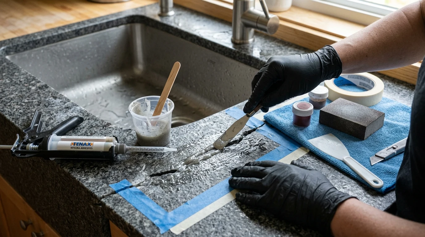 Návod na opravu prasklého granitového dřezu epoxidem