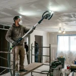 Broušení stropu: Jak brousit sádrokarton a omítky bez prachu